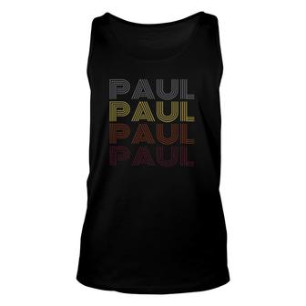 Graphic Tee First Name Paul Retro Pattern Vintage Style Unisex Tank Top | Mazezy