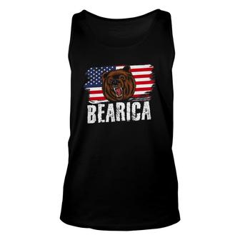 Grizzly Bear Distressed Usa Flag Bearica Unisex Tank Top | Mazezy