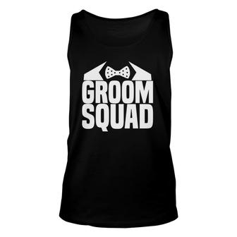Groom Squad Funny Suit Bow Tie Wedding Bachelor Party Unisex Tank Top | Mazezy