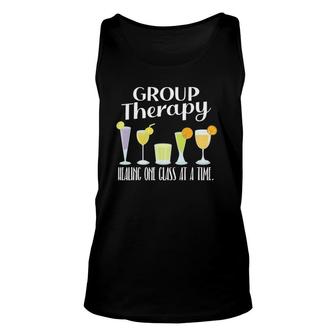 Group Therapy Cocktail Drinking Alcoholic Humor Unisex Tank Top | Mazezy