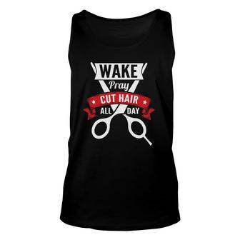Hairstylist Wake Pray Cut Hair All Day Barber Unisex Tank Top | Mazezy