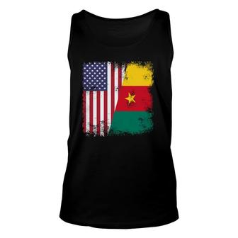 Half Cameroonian Flag Vintage Cameroon Usa Gift Unisex Tank Top | Mazezy
