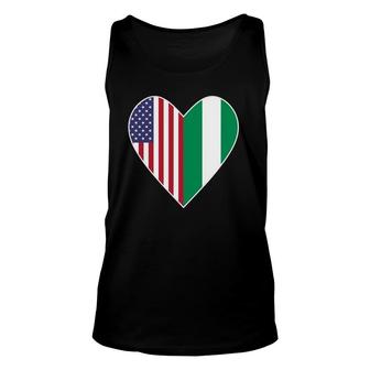 Half Nigeria Flag Half American Flag Love Heart Unisex Tank Top | Mazezy