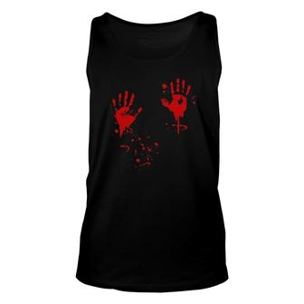 Halloween Bloody Hands Blood Splatter Gift Idea Unisex Tank Top | Mazezy