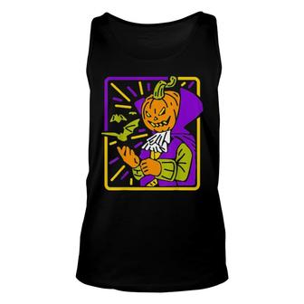 Halloween Pumpkin Demon Occult Tarot Card Illustration Tee Unisex Tank Top | Mazezy