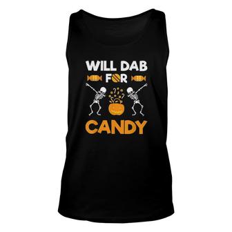 Halloween Will Dab For Candy Skeleton Dancing Pumpkin Unisex Tank Top | Mazezy