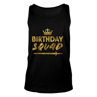 Happy Birthday Squad King Crown Sword Party Golden Cruise Unisex Tank Top - Seseable