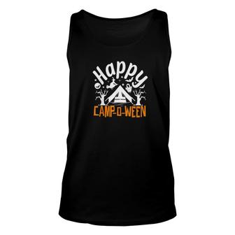 Happy Camp-O-Ween Halloween Camping Camper Lovers Gift Unisex Tank Top | Mazezy