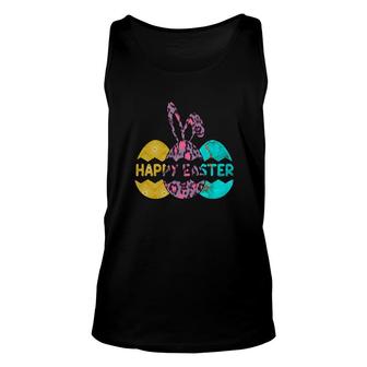 Happy Easter Day Three Eggs Bunny Ears Unisex Tank Top - Thegiftio UK
