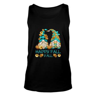 Happy Fall Yall Gnomies With Pumpkin For Autumn Fall Gnome Unisex Tank Top - Thegiftio UK
