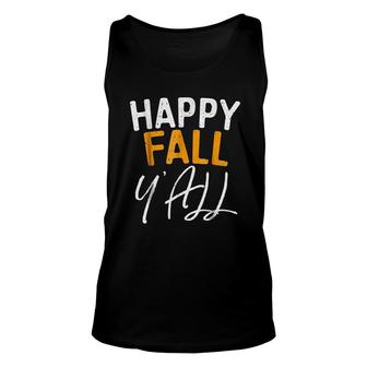 Happy Fall Yall Orange Fall Cute Unisex Tank Top - Thegiftio UK
