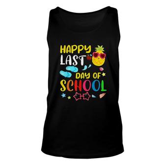 Happy Last Day Of School Teacher Student Summer Pineapple Unisex Tank Top - Thegiftio UK
