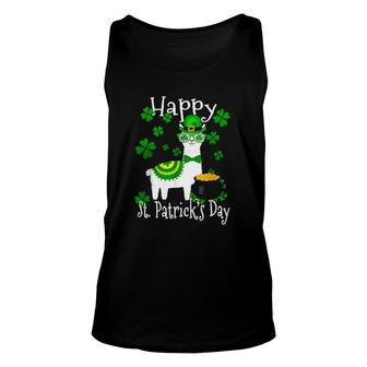 Happy St Patricks Day Llama Dad Mom Boy Girl Lucky Gift Unisex Tank Top | Mazezy