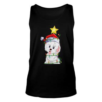 Womens Havanese Dog Xmas Lighting Tree Matching Havanese Christmas Tank Top | Mazezy