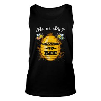 He Or She Grammie To Bee Gender Baby Reveal Announcement Unisex Tank Top | Mazezy