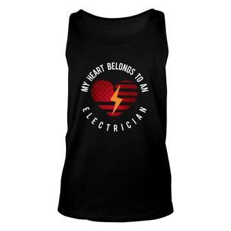 My Heart Belongs To An Electrician Present Wife Son Daughter Tank Top | Mazezy