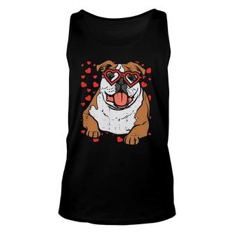 Heart Glasses English Bulldog Cute Valentines Day Dog Gift Unisex Tank Top | Mazezy AU