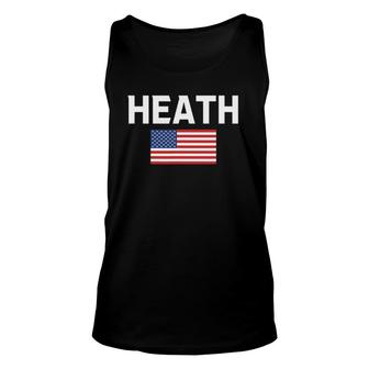 Heath Name American Flag Gift Unisex Tank Top | Mazezy
