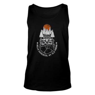 Hello Darkness My Old Friend Cool Skull Forest Sunset Gift Unisex Tank Top - Thegiftio UK