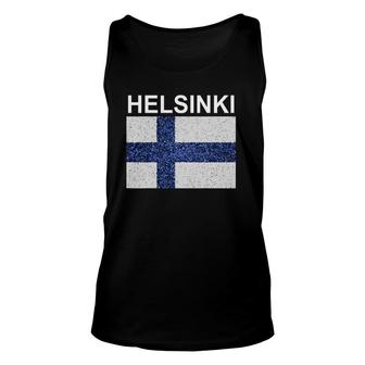 Helsinki Finland Flag Artistic Finnish Unisex Tank Top | Mazezy