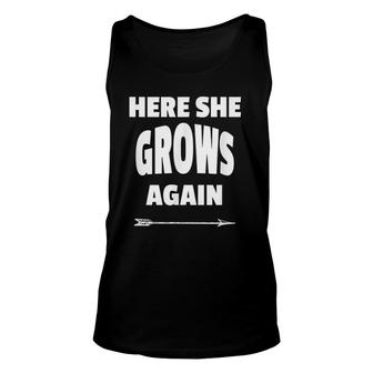 Here She Grows Again - Dad Again Announcement Unisex Tank Top | Mazezy