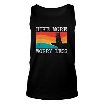 Hike More Worry Less Belgian Sheepdog Graphic Hiking Unisex Tank Top | Mazezy