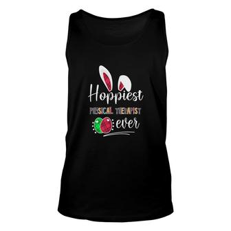 Hoppiest Physical Therapist Ever Bunny Ears Buffalo Plaid Easter Nursing Job Title Tank Top | Mazezy