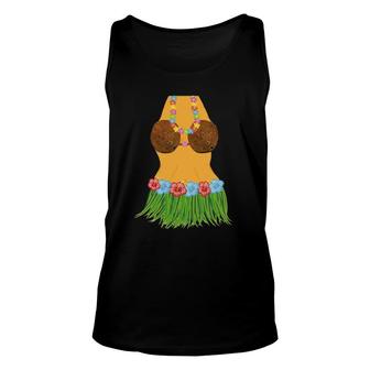 Hula Dancer Lei Flowers Coconut Bra Grass Skirt Unisex Tank Top | Mazezy