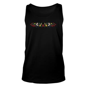 Hungarian Folk Floral Embroidery Motifs Kalocsa Kalocsai Unisex Tank Top | Mazezy