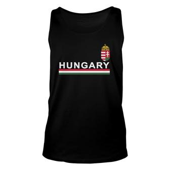 Hungarian National Flag And Emblem Design Unisex Tank Top | Mazezy