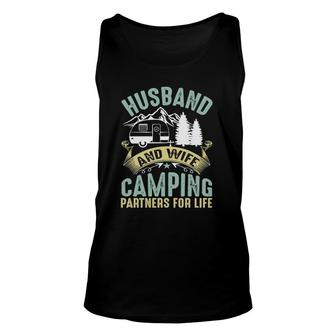 Husband And Wife Camping Partners For Life Camper Camping Unisex Tank Top | Mazezy