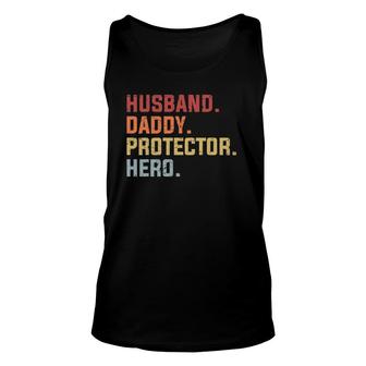 Husband Daddy Protector Hero Father's Day Gift Unisex Tank Top | Mazezy