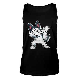 Husky Dog Lover Gift Dabbing Husky Unisex Tank Top | Mazezy