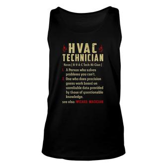 Hvac Technician Noun Definition Funny Repairman Technician Unisex Tank Top | Mazezy