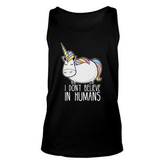 I Don't Believe In Humans Unicorn Unisex Tank Top | Mazezy