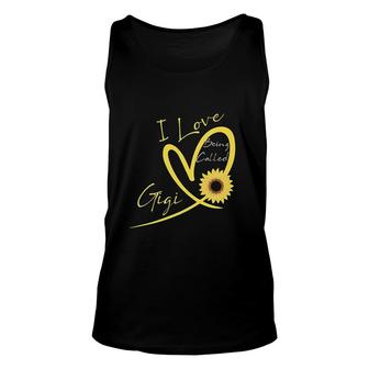 I Love Being Called Gigi Sunflower Heart Unisex Tank Top | Mazezy