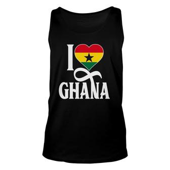 I Love Ghana With Ghana Flag Inside A Heart Ghanaian Pride Unisex Tank Top | Mazezy