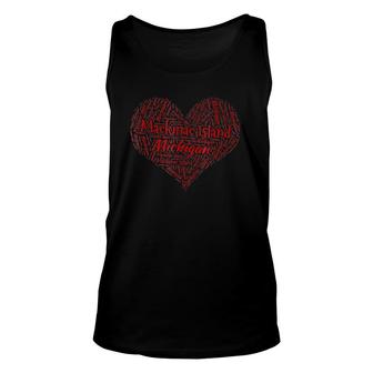 I Love Mackinac Island Michigan Souvenir Heart Tee Unisex Tank Top | Mazezy