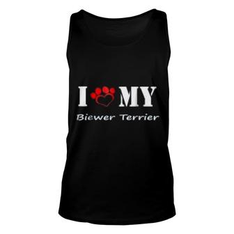 I Love My Biewer Terrier Paws Print Unisex Tank Top | Mazezy