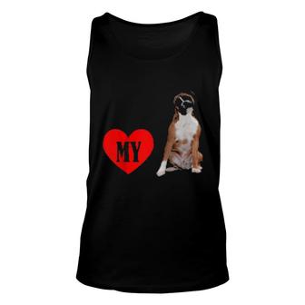 I Love My Boxer Dog Pet Mom Dad Apparel Unisex Tank Top | Mazezy