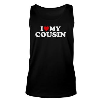 I Love My Cousin Red Heart Unisex Tank Top | Mazezy