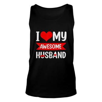 I Love My Husband Red Heart Valentines Day Matching Couple Unisex Tank Top - Thegiftio UK
