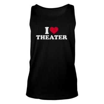 I Love Theater Red Heart Unisex Tank Top | Mazezy