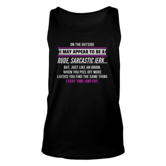 I May Appear Rude Sarcastic Quote Funny Sarcasm Quotes Unisex Tank Top | Mazezy