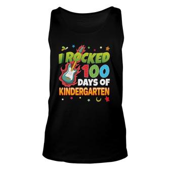 I Rocked 100 Days Of Kindergarten 100Th Day School Guitar Unisex Tank Top | Mazezy