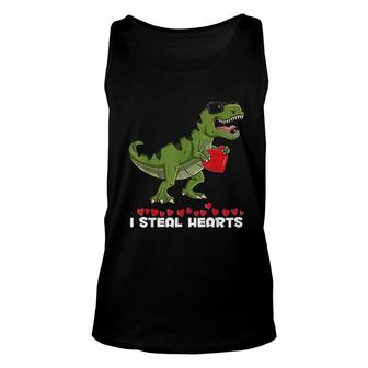 I Steal Hearts T Rex Funny Unisex Tank Top | Mazezy