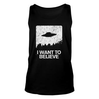 I Want To Believe Area 51 Funny Alien Abduction Design Unisex Tank Top | Mazezy