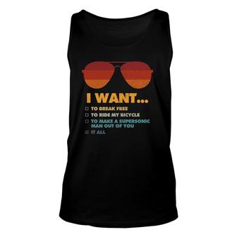 I Want To Ride My Bicycle Aviator Sunglasses Unisex Tank Top | Mazezy
