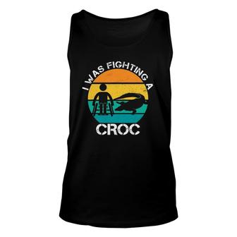 I Was Fighting A Croc Funny Wheelchair Humor Handicapped Unisex Tank Top | Mazezy UK