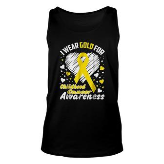 I Wear Gold For Childhood Cancer Awareness Ribbon Unisex Tank Top - Thegiftio UK